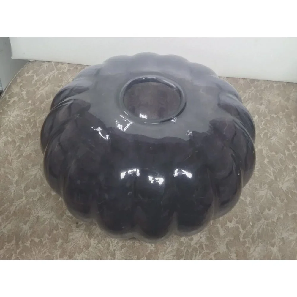 Gunnel Sahlin Vase Ikea Large glass Purple flash paint 1990s Pumpkin shaped 9.5
